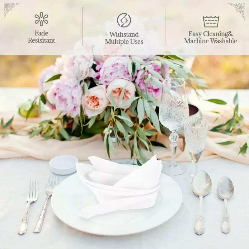 Sofrito Thick Heavy Duty 240 GSM Table Cloth Napkin Washable 200+ Times White