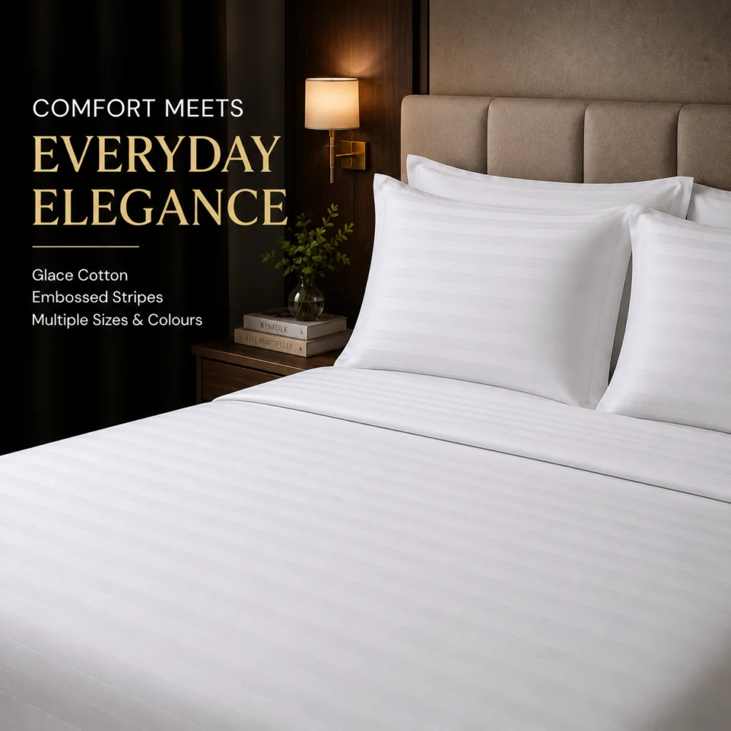 Sofrito Flat Bedsheet Glace Cotton Striped- 300 TC bedsheet