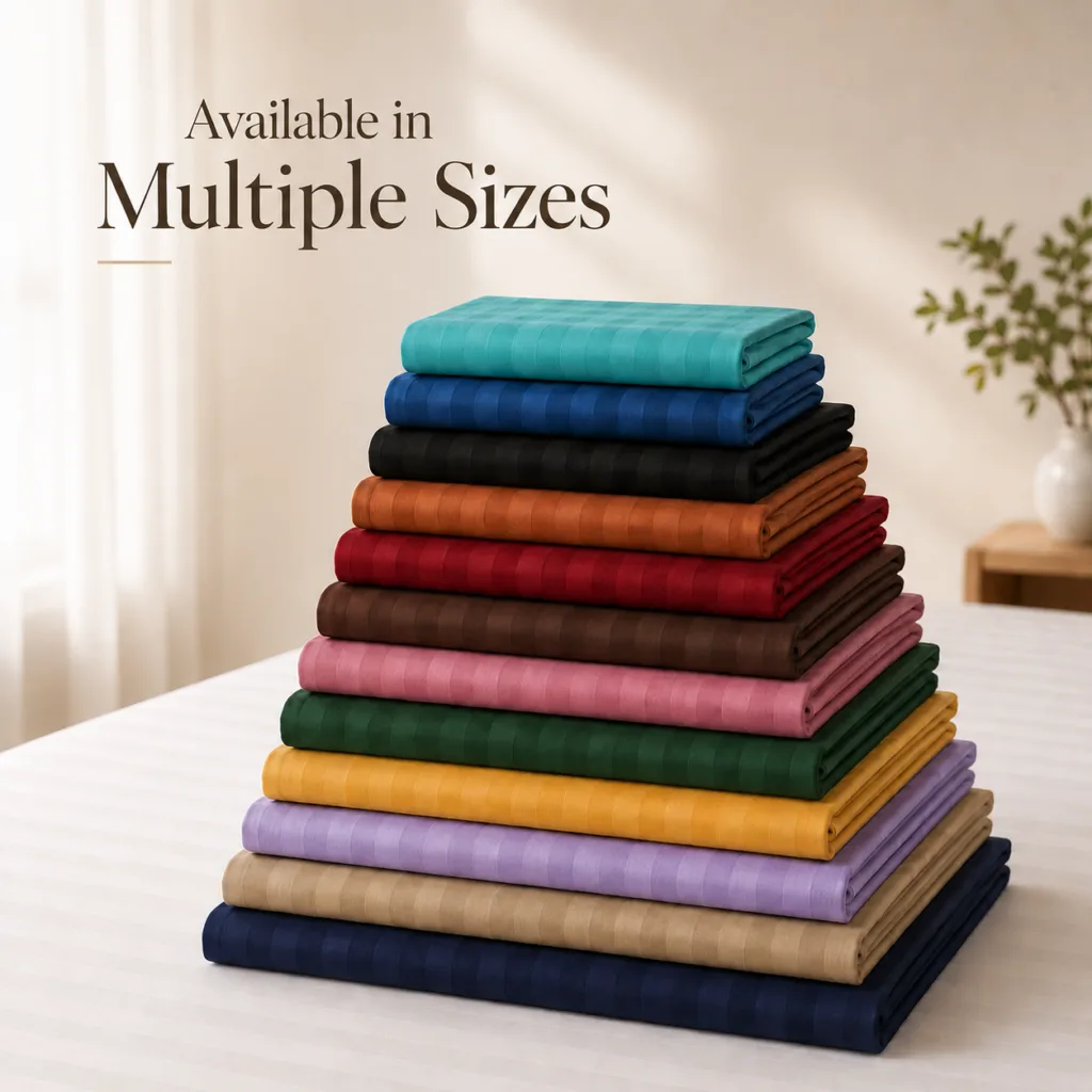Sofrito Flat Bedsheet Glace Cotton Striped- 300 TC bedsheet