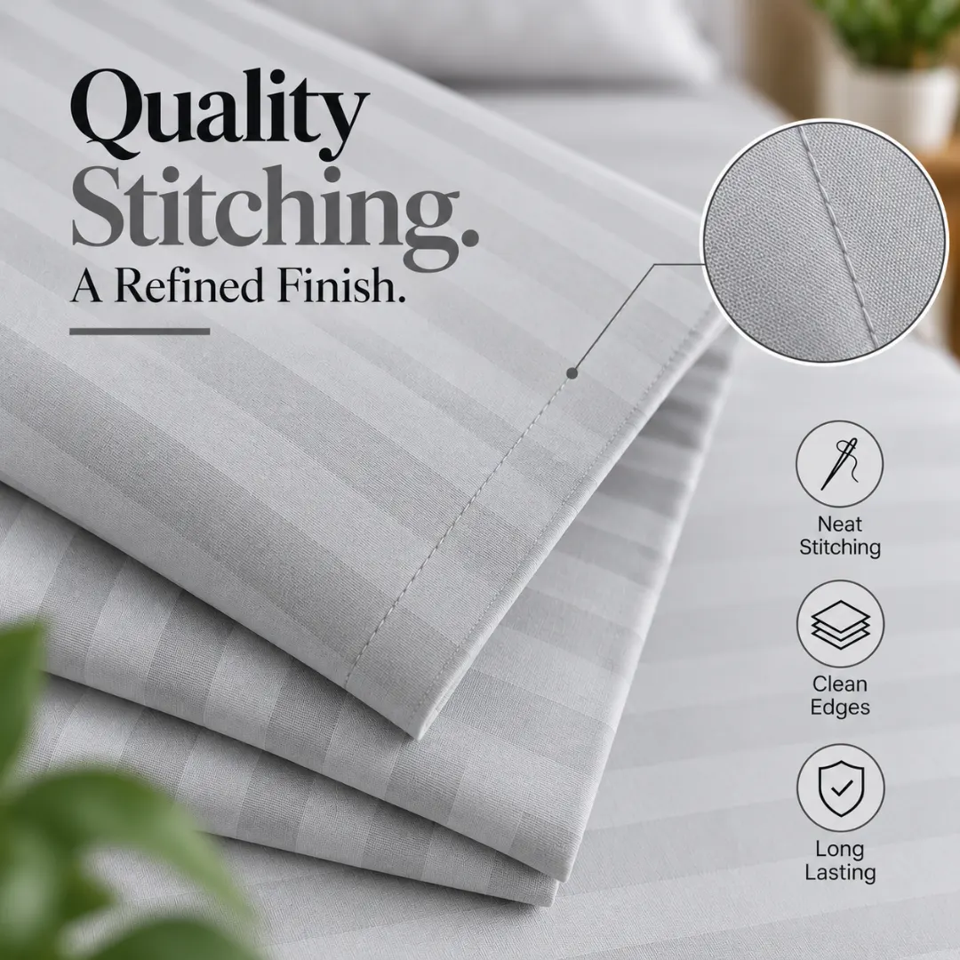 Sofrito Flat Bedsheet Glace Cotton Striped- 300 TC for Hotels & Bulk Use Sofrito Flat Bedsheet Glace Cotton Striped- 300 TC bedsheet