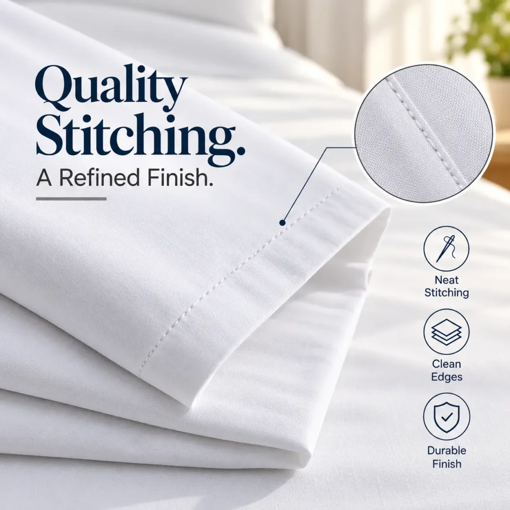Sofrito 100% Cotton Bedsheet (Flat) - Percale Finish - Plain - White | Anti Pilling Processed Fabric 100% cotton bedsheet