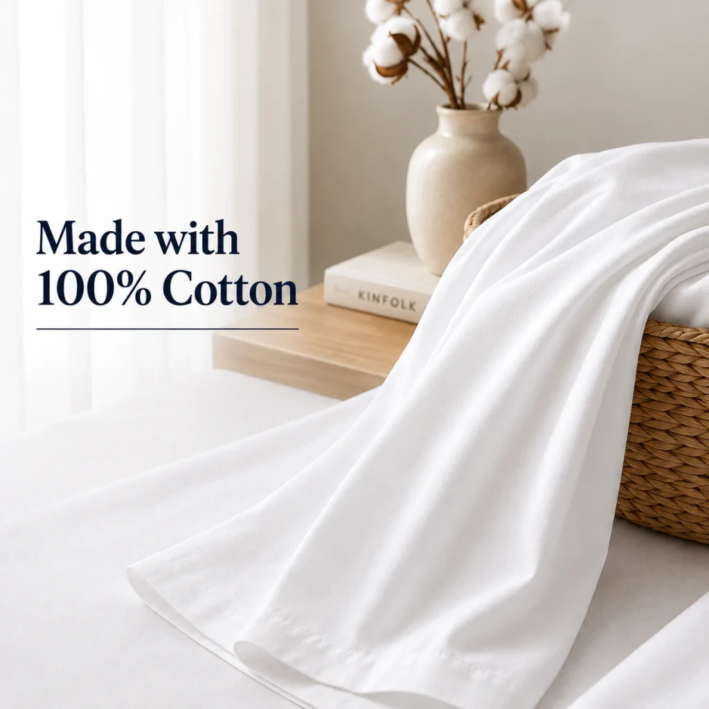 Sofrito 100% Cotton Bedsheet (Flat) P20S - 120 TC - Plain - White Cotton Bedsheet