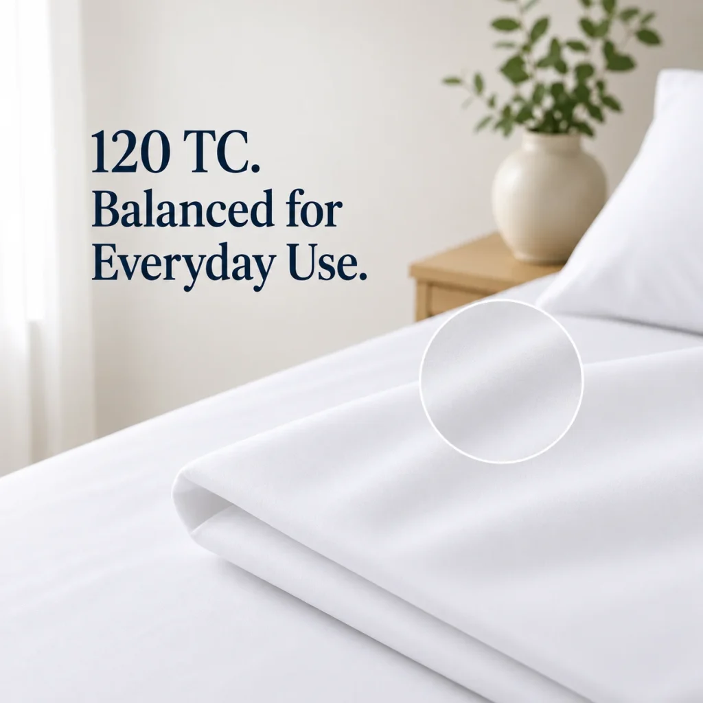 Sofrito 100% Cotton Bedsheet (Flat) P20S - 120 TC - Plain - White Cotton Bedsheet