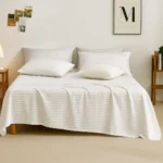 sofrito flat bedsheet glace cotton stripes white