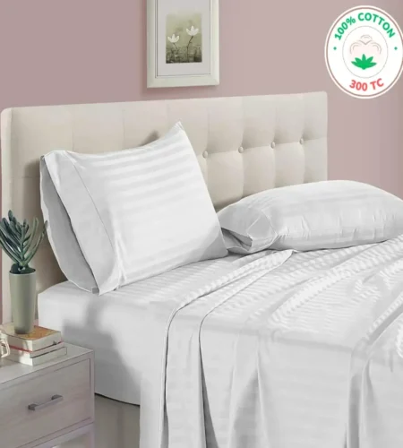 sofrito flat bedsheet stripes white