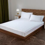 Sofrito Bedsheet (Fitted) Glace Cotton Striped - White