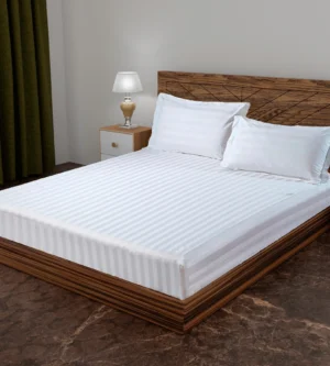 sofrito glace cotton fitted bedsheet stripes white