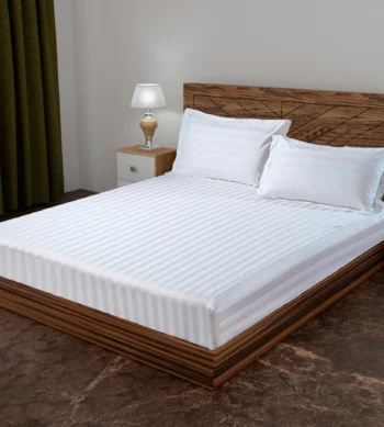 sofrito glace cotton fitted bedsheet stripes white