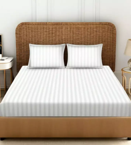 sofrito fitted bedsheet stripes white