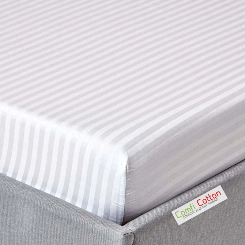 sofrito fitted bedsheet stripes white