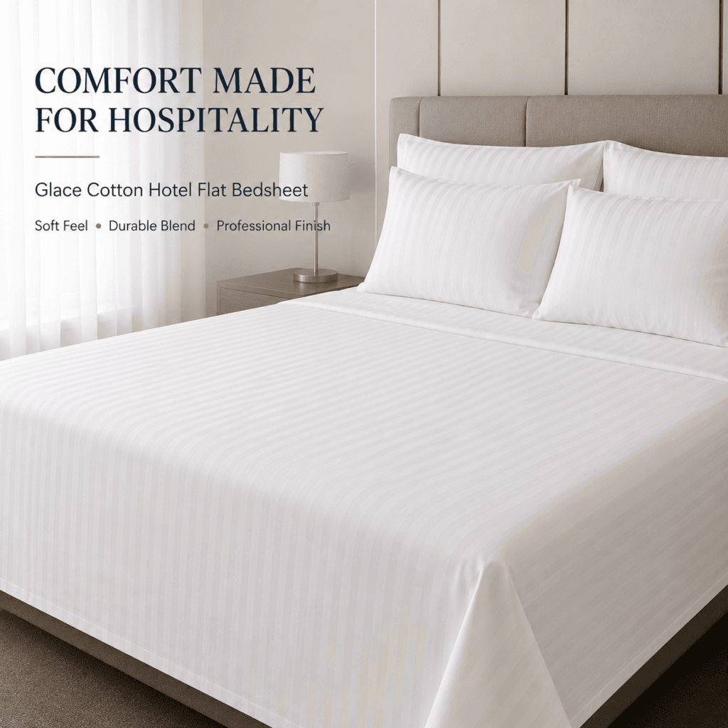 Sofrito Flat Bedsheet Glace Cotton Striped - White Flat Bedsheet
