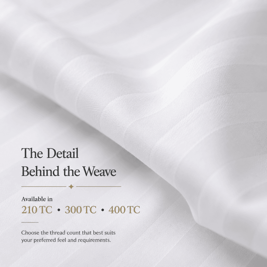 Sofrito 100% Cotton Bedsheet (Flat) - Striped - White | Anti Pilling Processed Fabric for Hotels & Bulk Use Sofrito 100% Cotton Bedsheet (Flat) - Striped - White | Anti Pilling Processed Fabric 100% cotton bedsheet