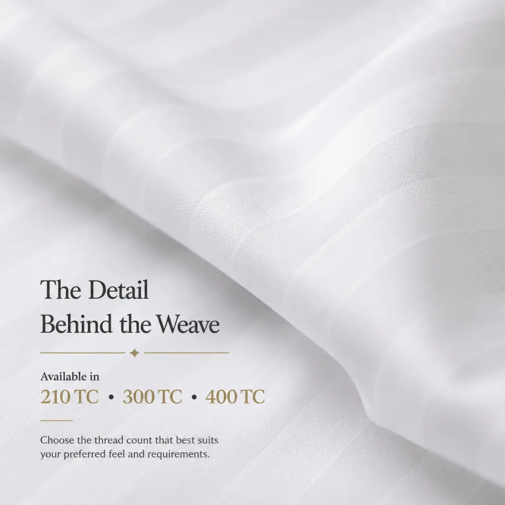 Sofrito 100% Cotton Bedsheet (Flat) - Striped - White | Anti Pilling Processed Fabric for Hotels & Bulk Use Sofrito 100% Cotton Bedsheet (Flat) - Striped - White | Anti Pilling Processed Fabric 100% cotton bedsheet