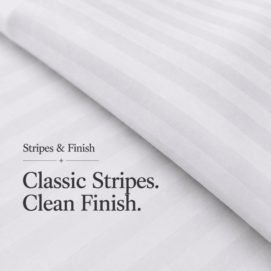 Sofrito 100% Cotton Bedsheet (Flat) - Striped - White | Anti Pilling Processed Fabric for Hotels & Bulk Use Sofrito 100% Cotton Bedsheet (Flat) - Striped - White | Anti Pilling Processed Fabric 100% cotton bedsheet