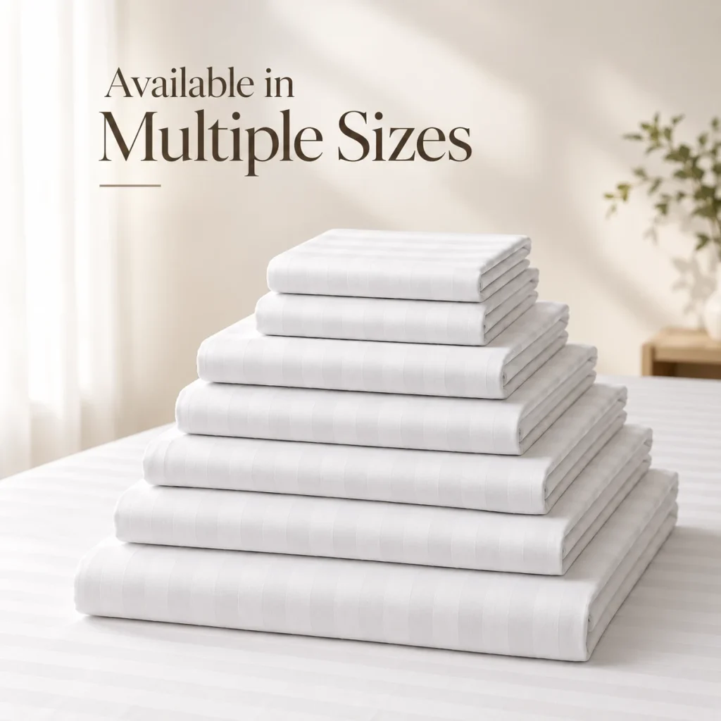 Sofrito Flat Bedsheet Glace Cotton Striped - White for Hotels & Bulk Use Sofrito Flat Bedsheet Glace Cotton Striped - White Flat Bedsheet