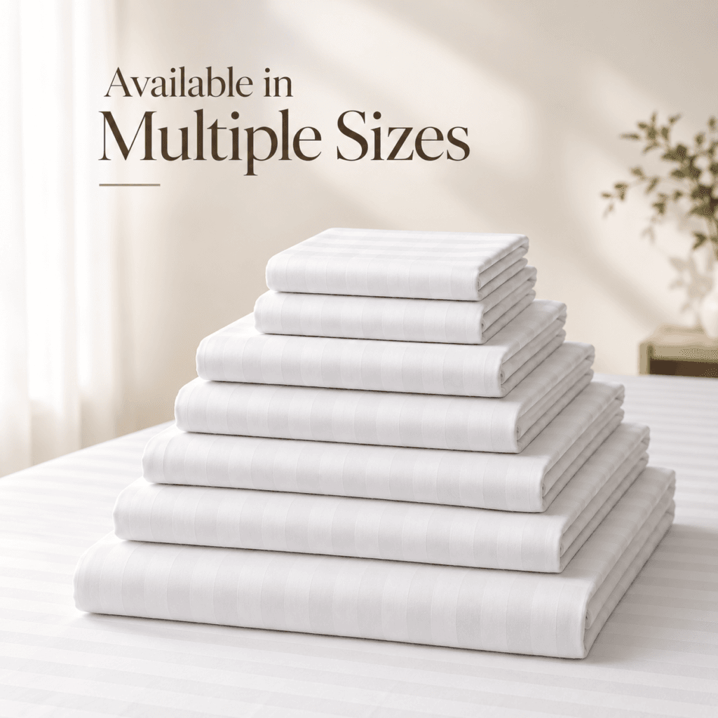 Sofrito Flat Bedsheet Glace Cotton Striped - White Flat Bedsheet