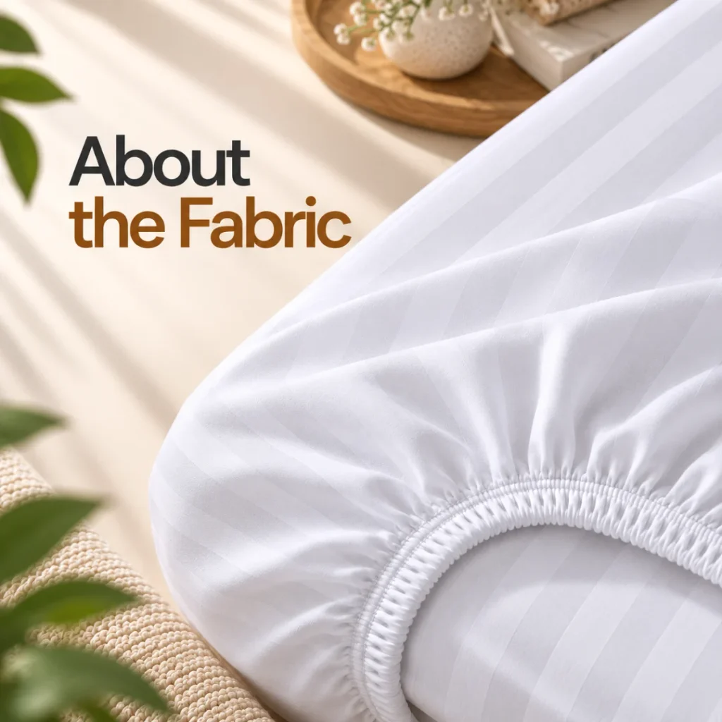 Sofrito Bedsheet (Fitted) Glace Cotton Striped - White Glace Cotton Fitted Bedsheet