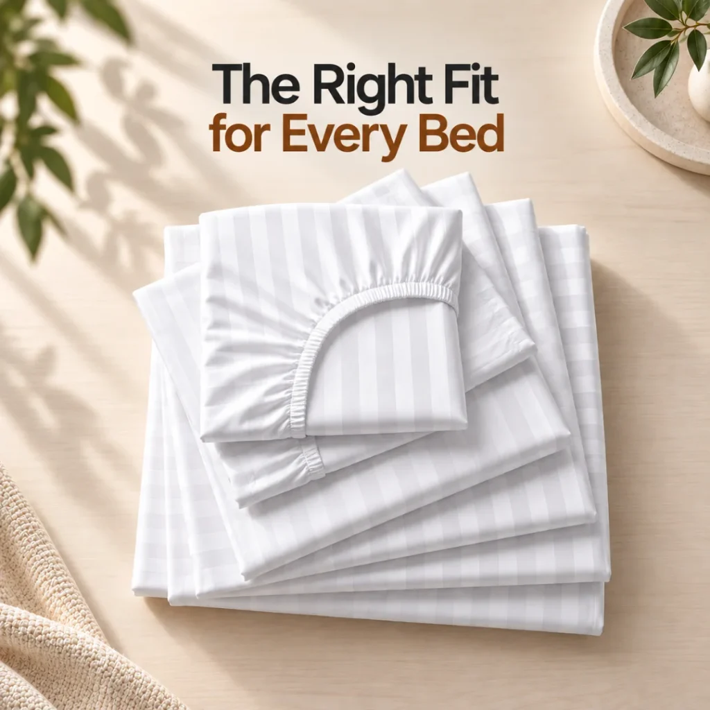 Sofrito Bedsheet (Fitted) Glace Cotton Striped - White Glace Cotton Fitted Bedsheet