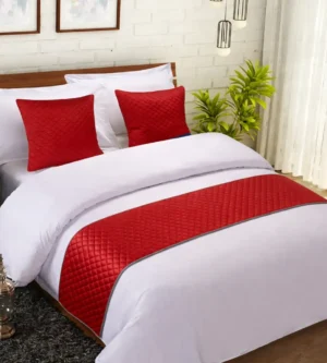 sofrito velvet bed runner with cushion cover maroon