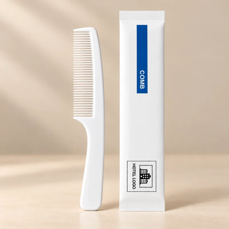 Classic wrap comb Customised Hotel Comb with Handle - White (with Hotel Branding) hotel comb