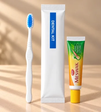 Hotel Dental Kit - Dabur Meswak Toothpaste and Toothbrush - Signature Wrap