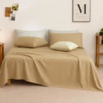 Sofrito flat bedsheet glace cotton stripe desert beige