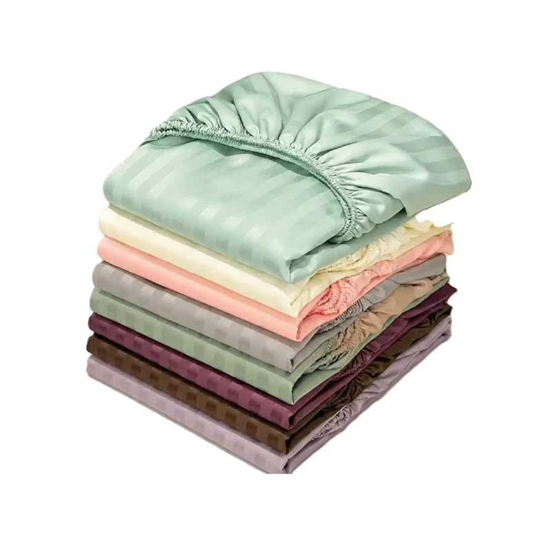 Glace Cotton Fitted Bedsheet striped