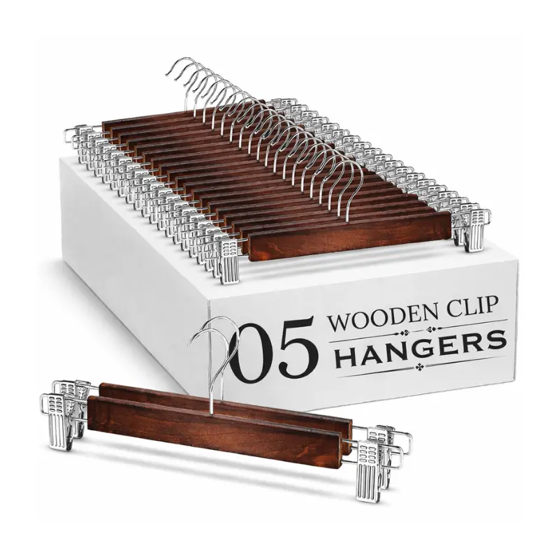 wooden hanger with clips wooden hanger with clips