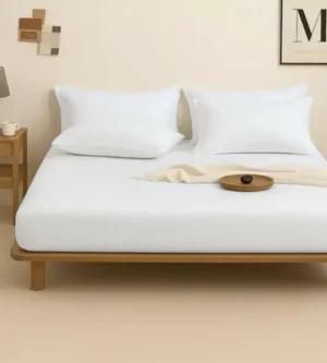 sofrito fitted bedsheet glace cotton plain white