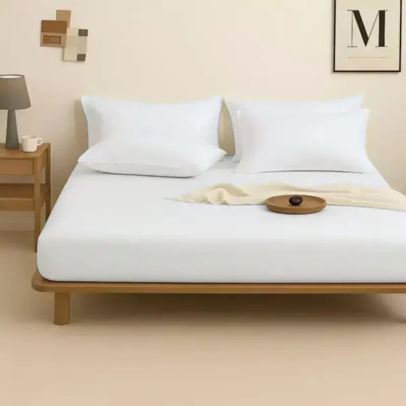 sofrito fitted bedsheet glace cotton plain white