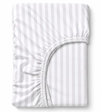 Sofrito 100% Cotton Bedsheet (Fitted) - Striped - White