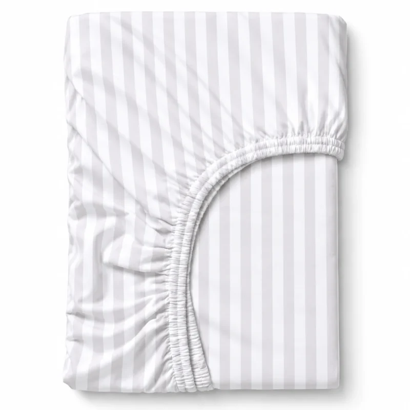 Sofrito 100% Cotton Bedsheet (Fitted) Striped White 2 Sofrito 100% Cotton Bedsheet (Fitted) - Striped - White 100% cotton bedsheet