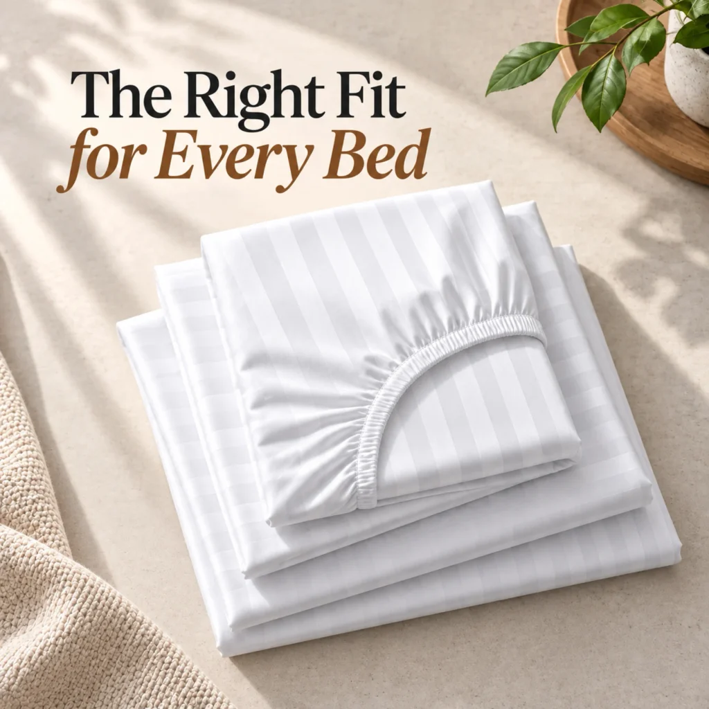 Sofrito 100% Cotton Bedsheet (Fitted) - Striped - White for Hotels & Bulk Use Sofrito 100% Cotton Bedsheet (Fitted) - Striped - White 100% cotton bedsheet