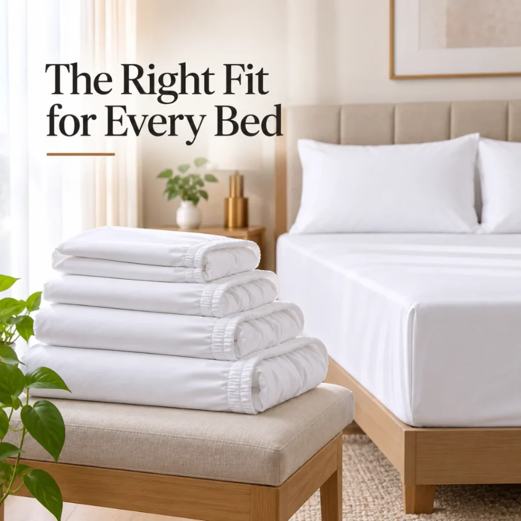 Sofrito Bedsheet (Fitted) Glace Cotton Plain - 300 TC - White fitted bedsheet