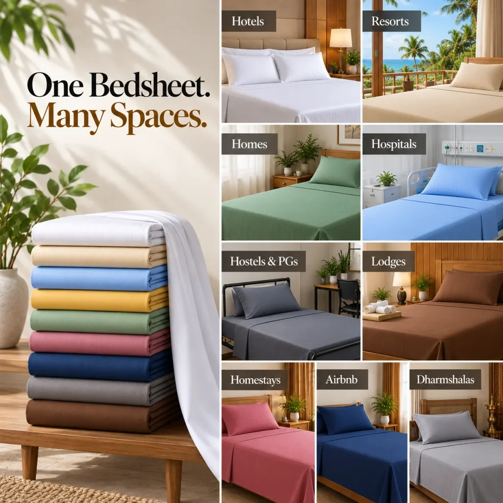 Sofrito Flat Bedsheet Glace Cotton Plain- 300 TC for Hotels & Bulk Use Sofrito Flat Bedsheet Glace Cotton Plain- 300 TC bedsheet