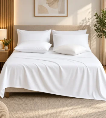 Sofrito Flat Bedsheet Glace Cotton Plain 300 TC - White