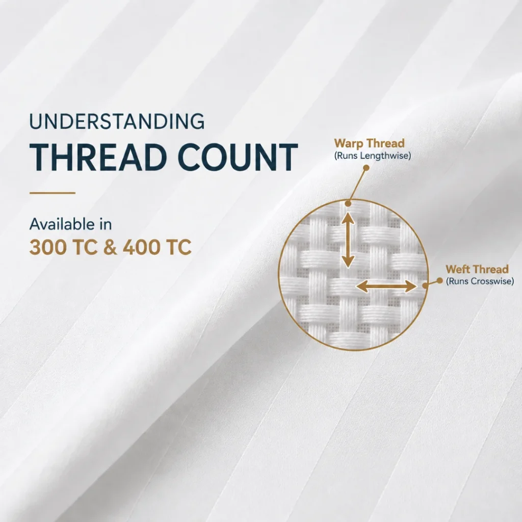 Sofrito Flat Bedsheet Glace Cotton Striped - White for Hotels & Bulk Use Sofrito Flat Bedsheet Glace Cotton Striped - White Flat Bedsheet