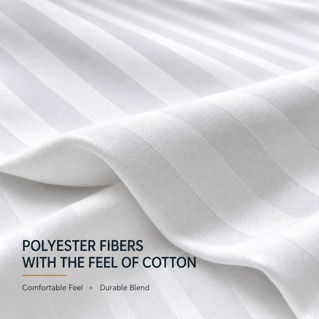 Sofrito Flat Bedsheet Glace Cotton Striped - White for Hotels & Bulk Use Sofrito Flat Bedsheet Glace Cotton Striped - White Flat Bedsheet