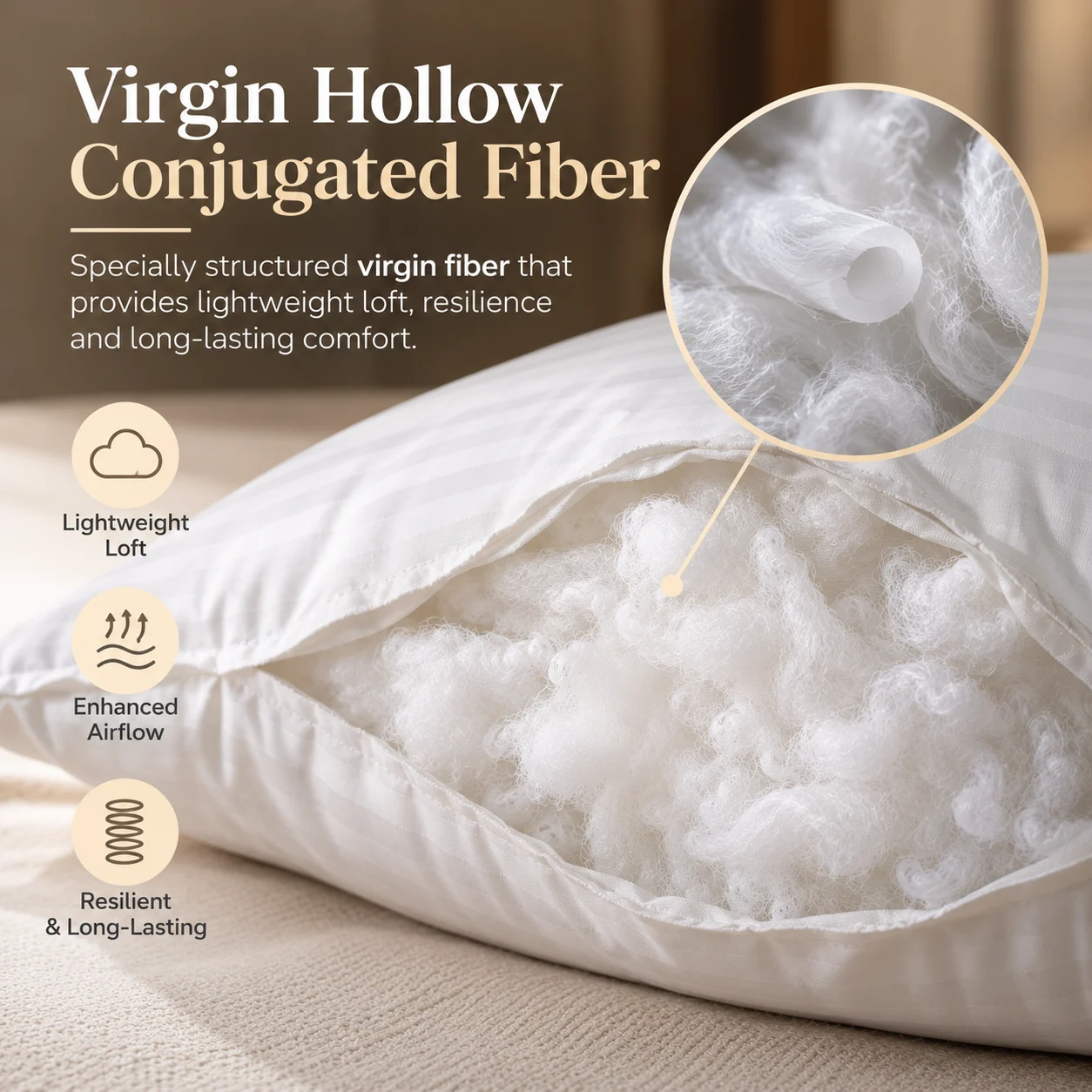 Sofrito Hotel Pillow - Hollow Conjugated (Regular) for Hotels & Bulk Use Sofrito Hotel Pillow - Hollow Conjugated (Regular) pillow