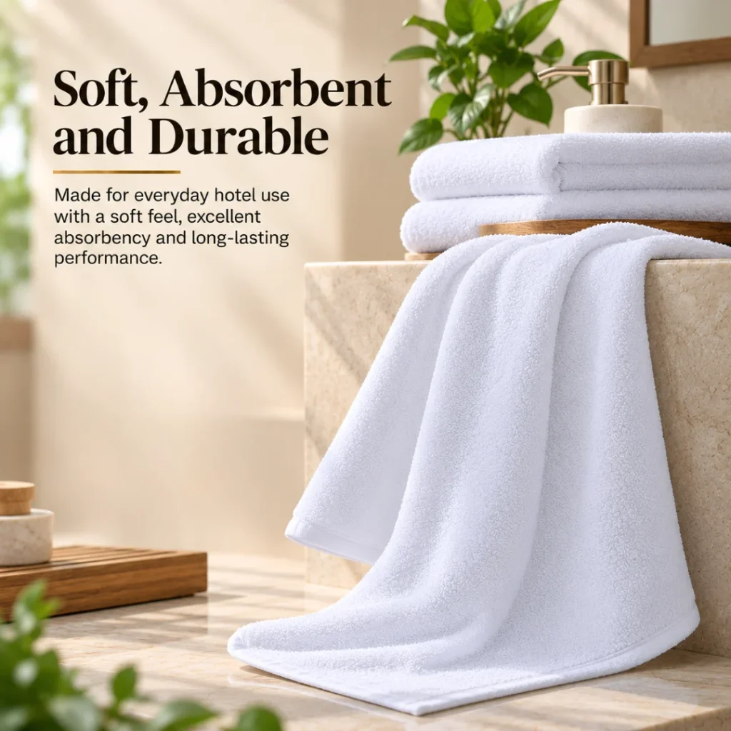 Sofrito Hotel Terry Bath Towel - 90% Cotton 10% Polyester - White - 600 GMS - Classic Series for Hotels & Bulk Use Sofrito Hotel Terry Bath Towel - 90% Cotton 10% Polyester - White - 600 GMS - Classic Series terry bath towel