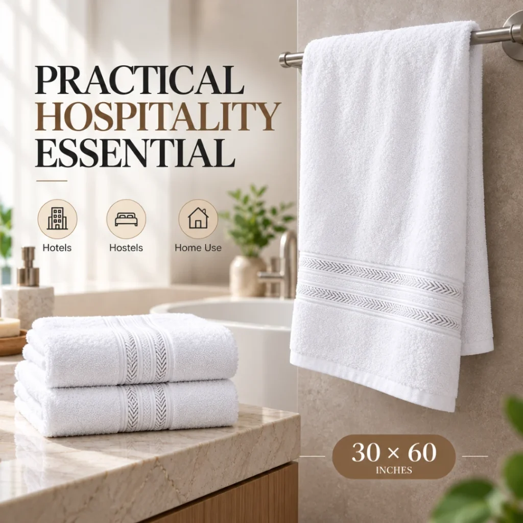 Sofrito Hotel Terry Bath Towel - Regular Series - 65% Cotton 35% Polyester - White for Hotels & Bulk Use Sofrito Hotel Terry Bath Towel - Regular Series - 65% Cotton 35% Polyester - White hotel bath towel