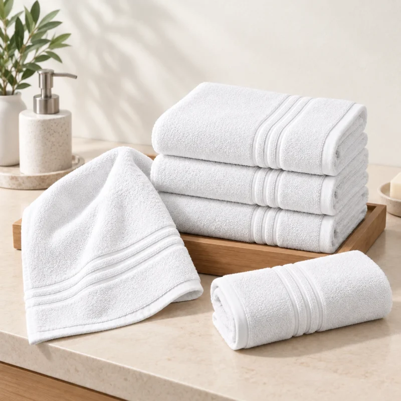 Sofrito Terry Hand Towel Regular Series – 65% Cotton 35% Polyester – White Sofrito Terry Hand Towel Regular Series - 65% Cotton 35% Polyester - White hand towel