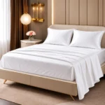 Sofrito 100% Cotton Bedsheet (Fitted) Sateen Finish Plain White