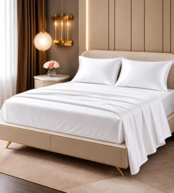 Sofrito 100% Cotton Bedsheet (Fitted) Sateen Finish Plain White