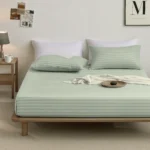 sofrito fitted bedsheet glace cotton stripes oyster