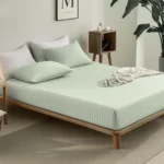 sofrito fitted bedsheet glace cotton stripes oyster