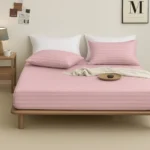 sofrito fitted bedsheet glace cotton stripes dusty pink