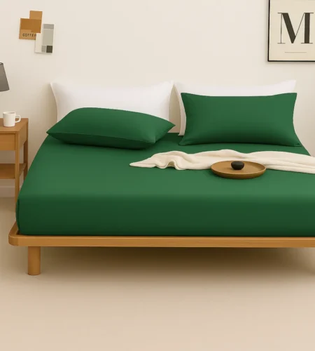 sofrito fitted bedsheet glace cotton plain emerald green