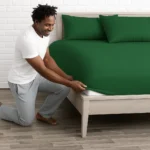 sofrito fitted bedsheet glace cotton plain emerald green