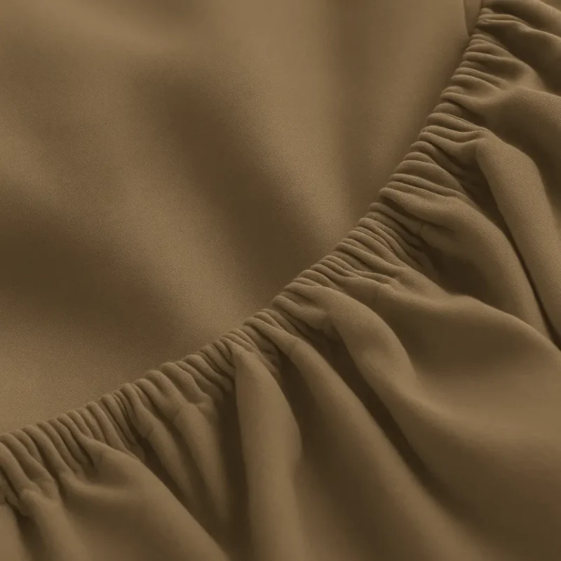 sofrito fitted bedsheet glace cotton plain taupe